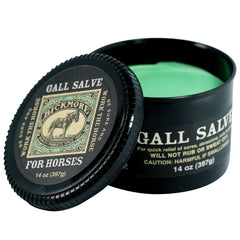 Bickmore Gall Salve applied to horse shoulder for quick relief and protection.
