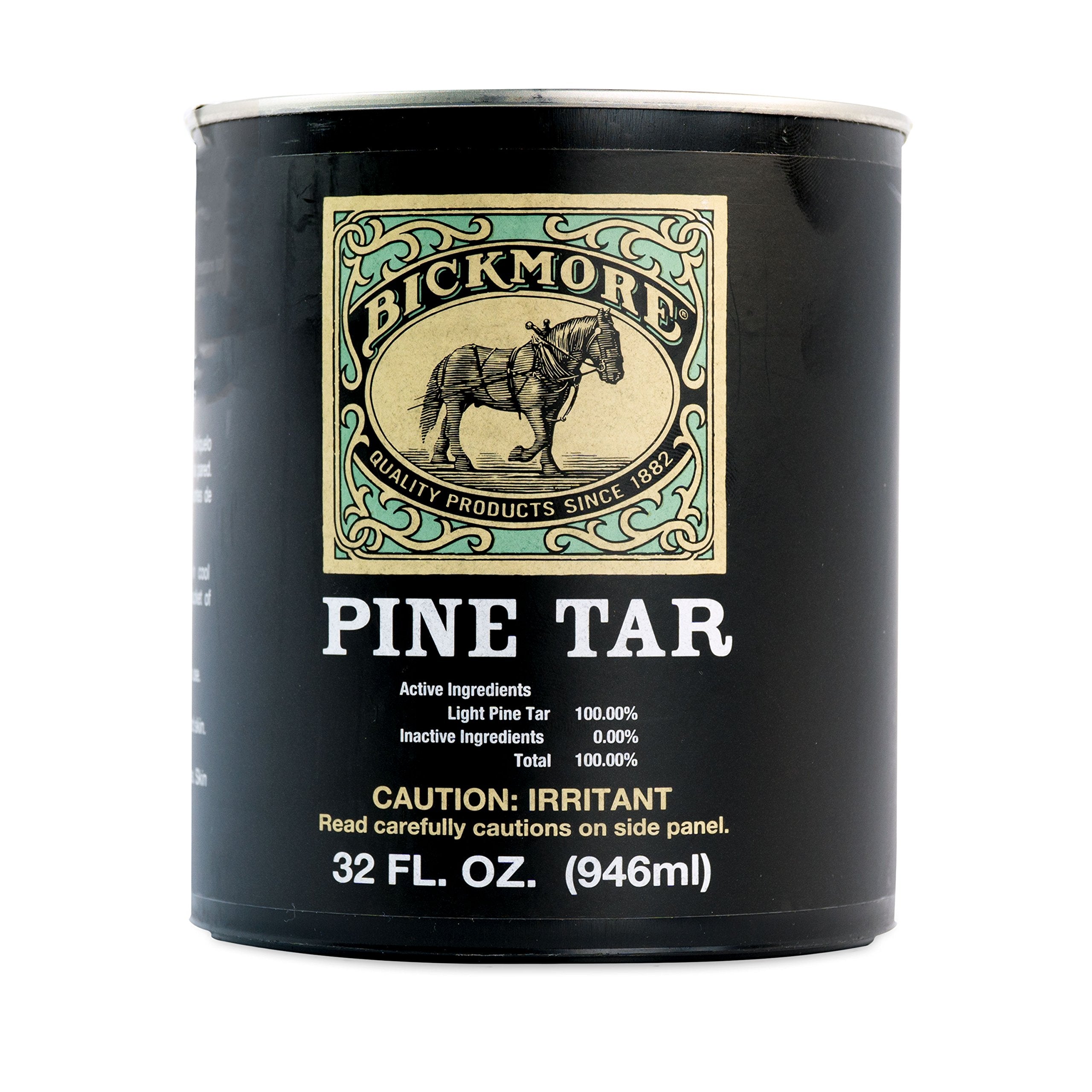 Bickmore Pine Tar 32oz bottle showing hoof care label and moisture focus
