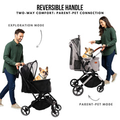 Bicystar pet stroller all-terrain wheels for smooth outdoor rolling