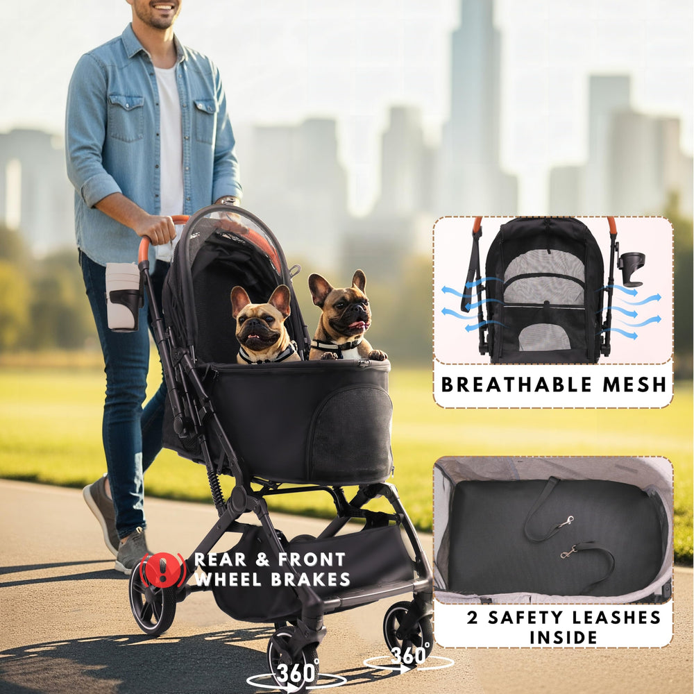 Bicystar pet stroller handle height for upright pushing comfort