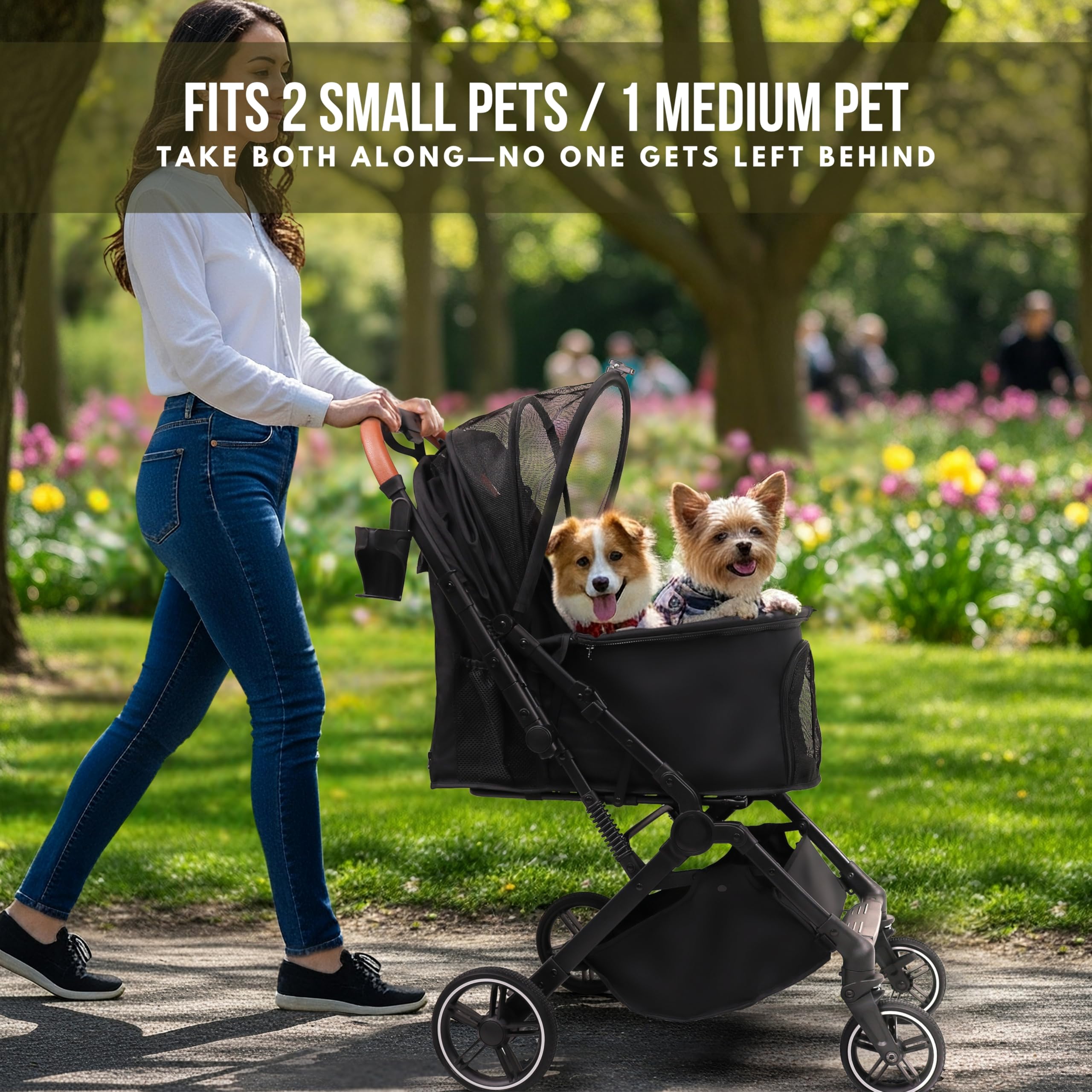 Bicystar pet stroller leash tether clip for secure outdoor use