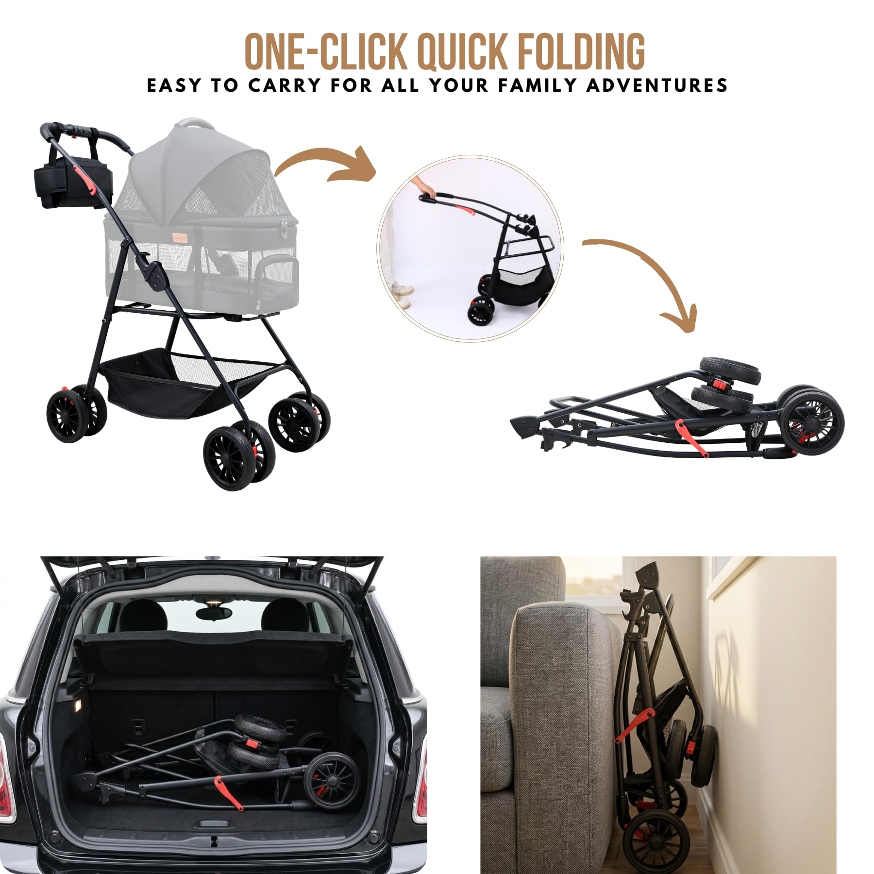 Bicystar stroller supports pets up to 33 lbs