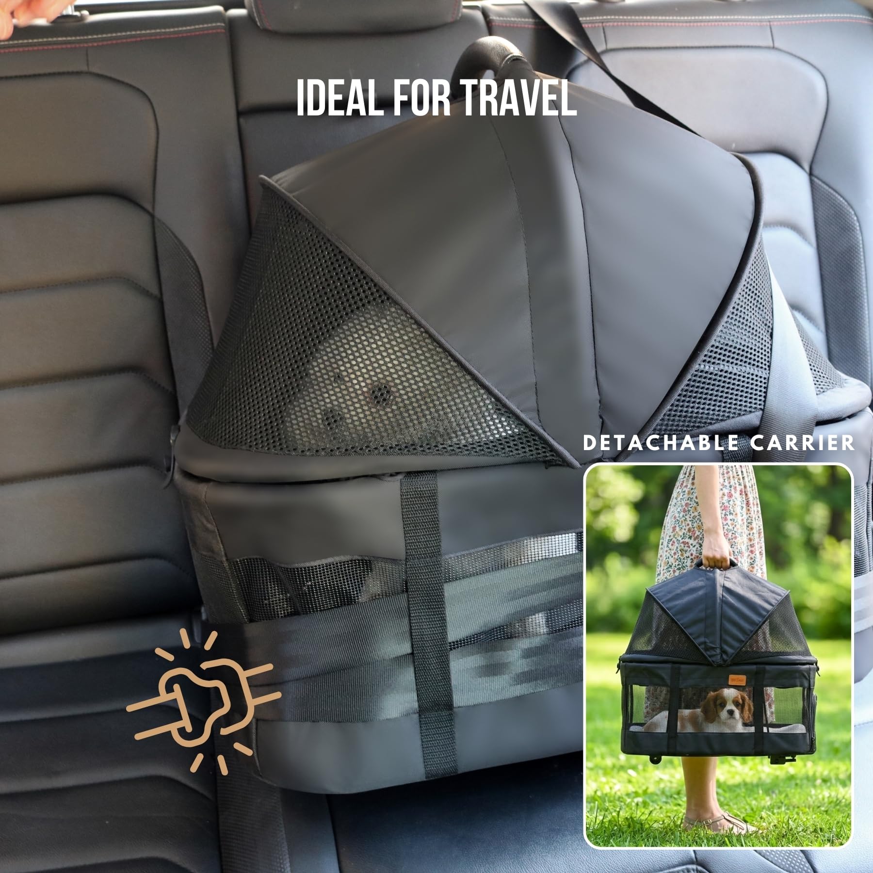 Bicystar stroller with mesh ventilation for airflow
