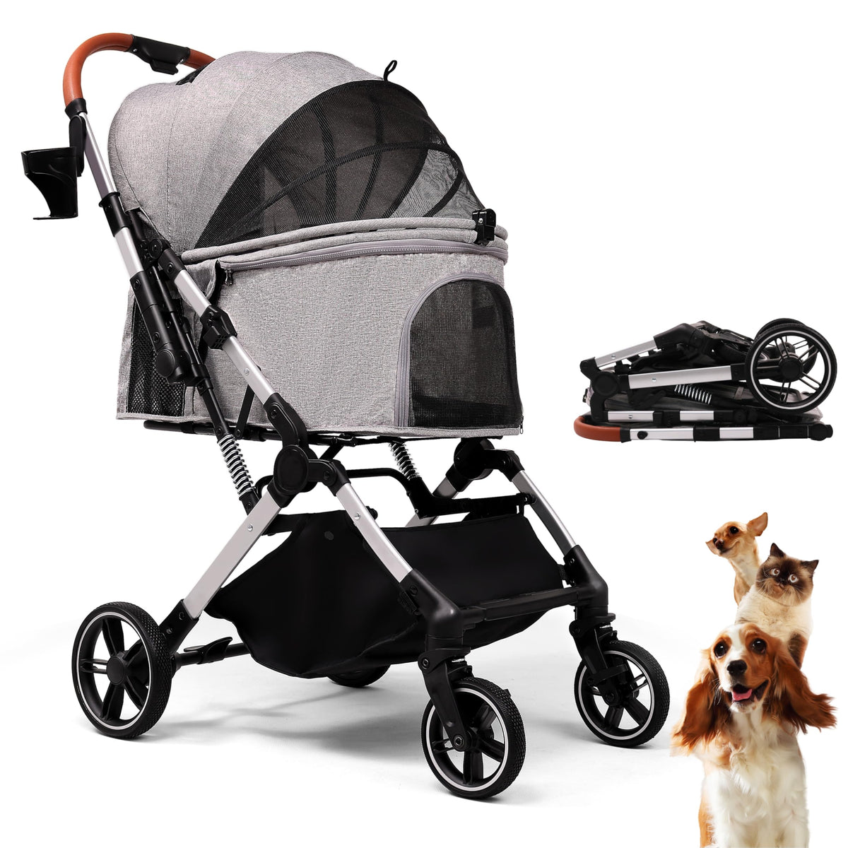 Bicystar pet stroller side view for easy all-terrain walks