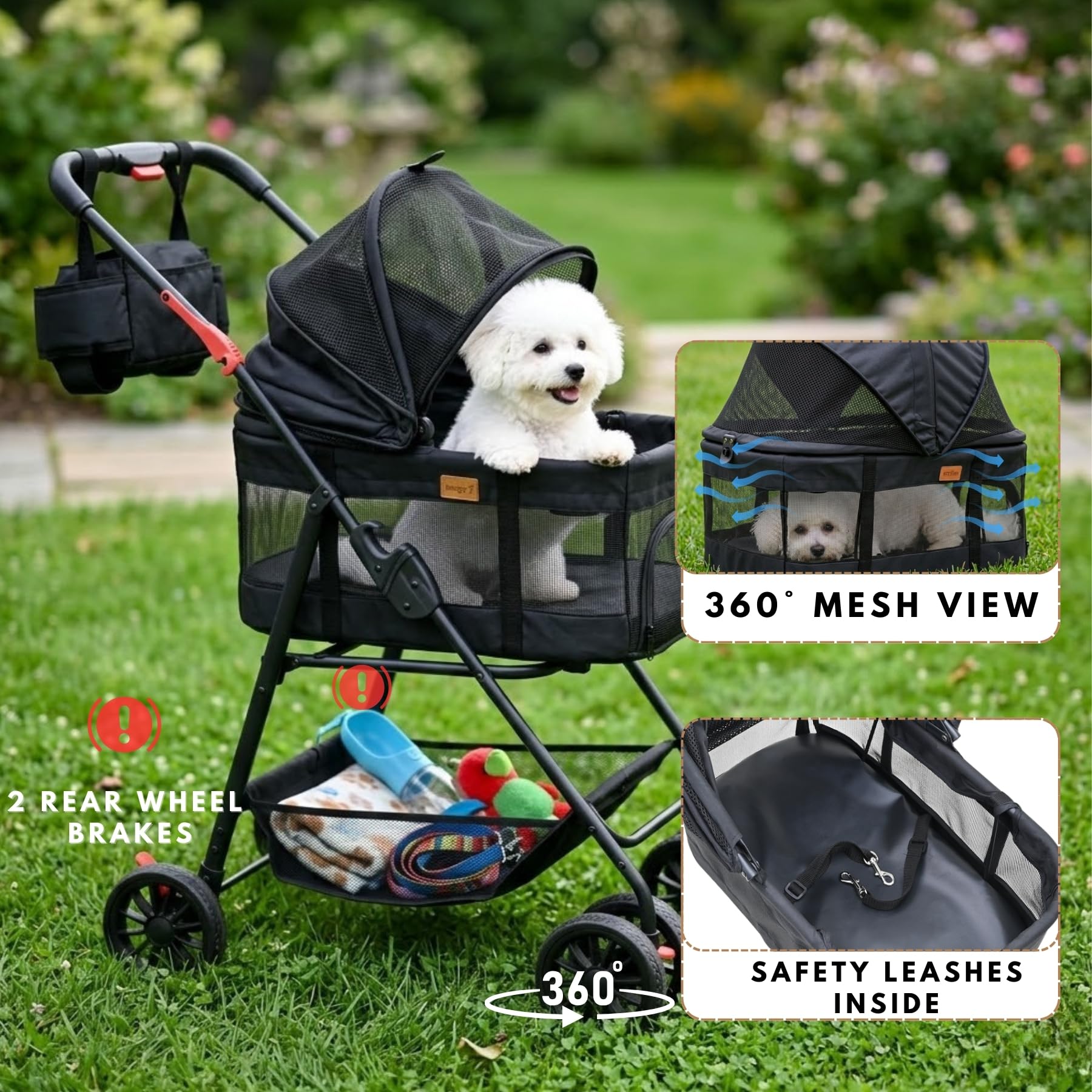 Bicystar stroller with snag-free canopy for safe use