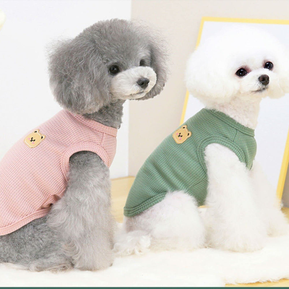 BIECWIAY cotton dog shirt in pink, back view, stylish and breathable design.