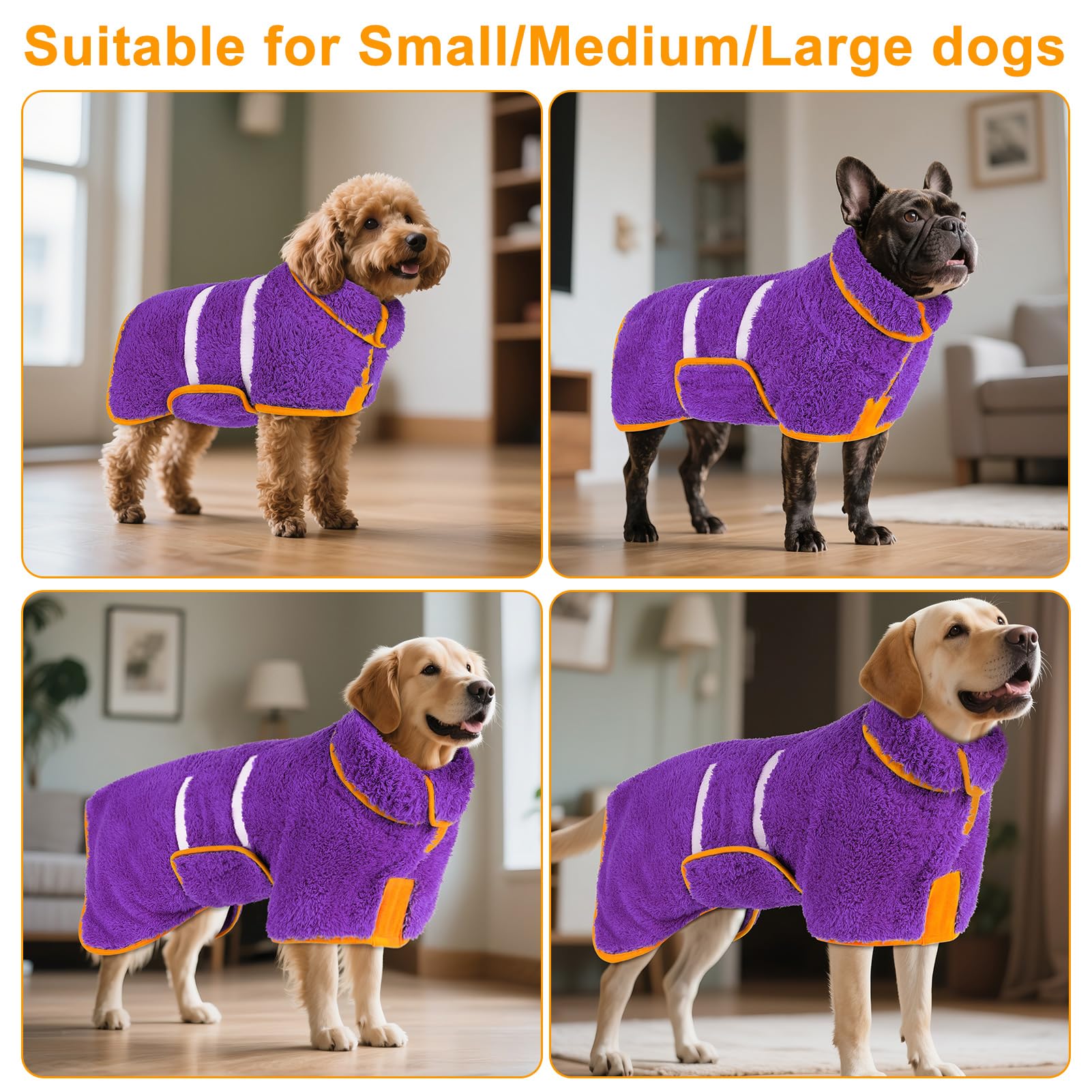 Bienbee bathrobe available in five sizes to fit most dog breeds