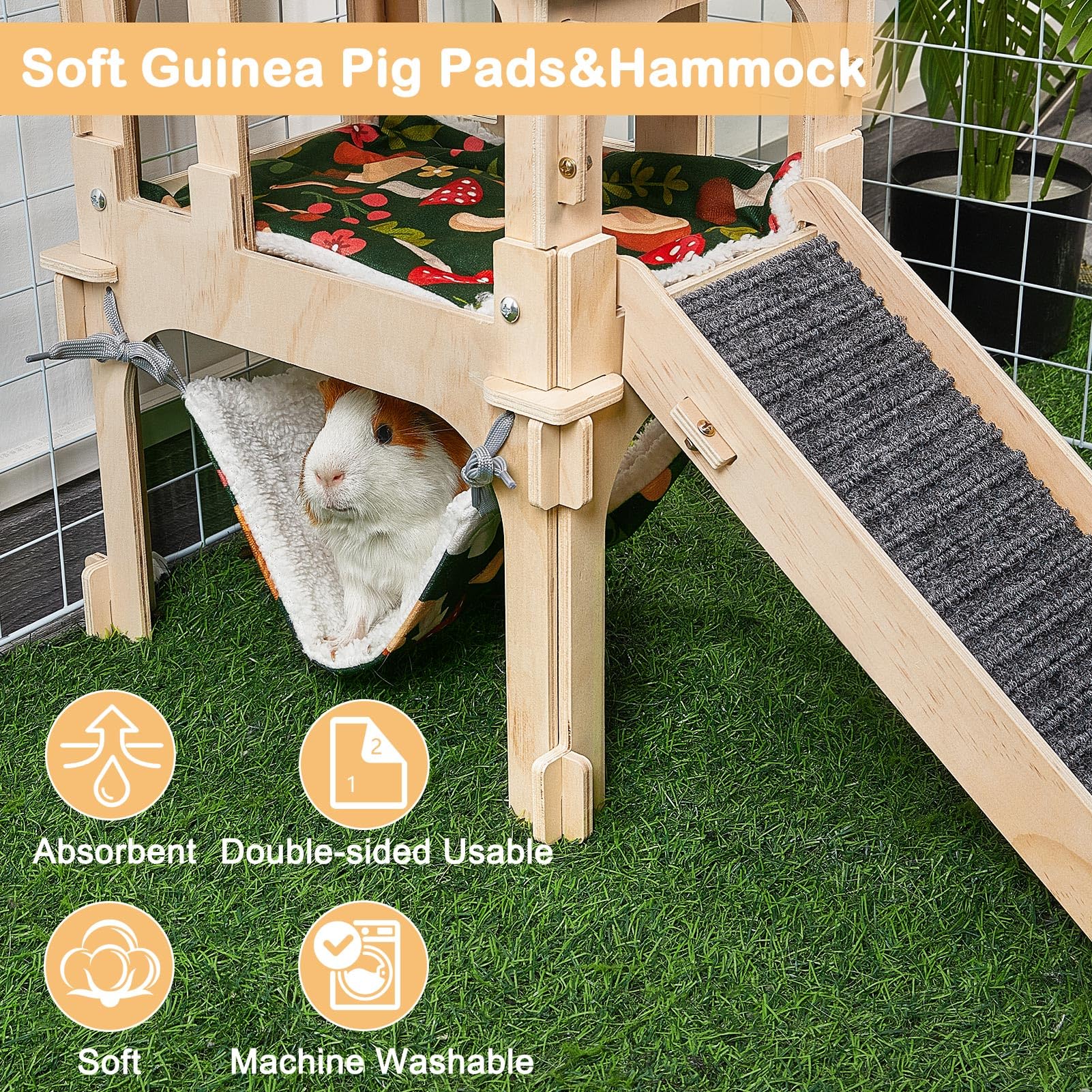 Bienbee Guinea Pig Hideout mat offers soft, washable comfort.