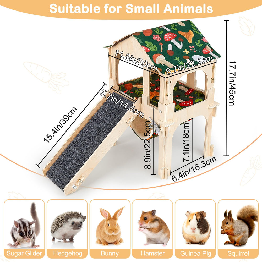 Bienbee Guinea Pig Hideout staircase with non-slip steps for easy climbing.