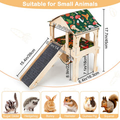 Bienbee Guinea Pig Hideout staircase with non-slip steps for easy climbing.