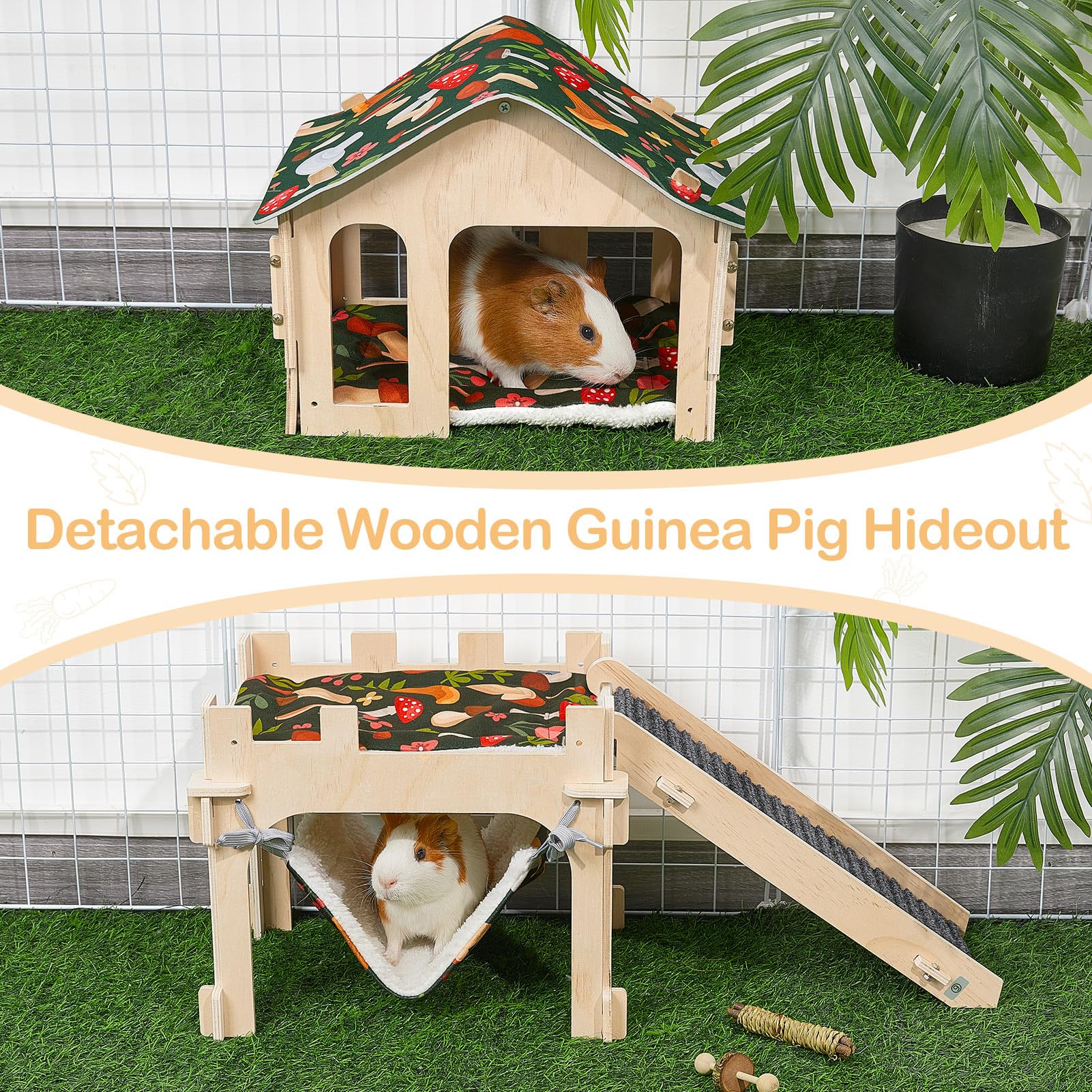 Bienbee wooden pine hideout offers durable playtime and easy cleaning.