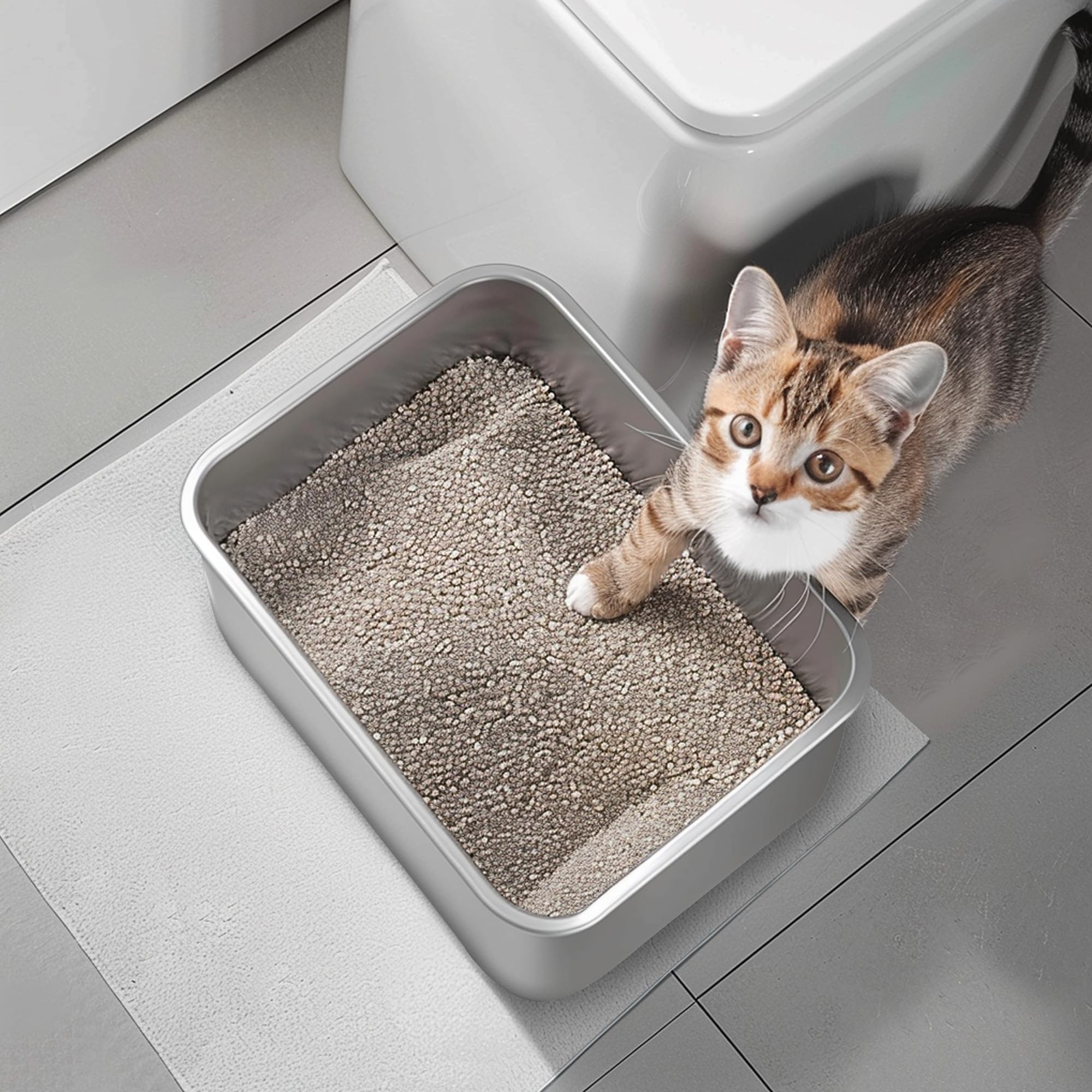 BierBear stainless steel litter box safe design with smooth edges.