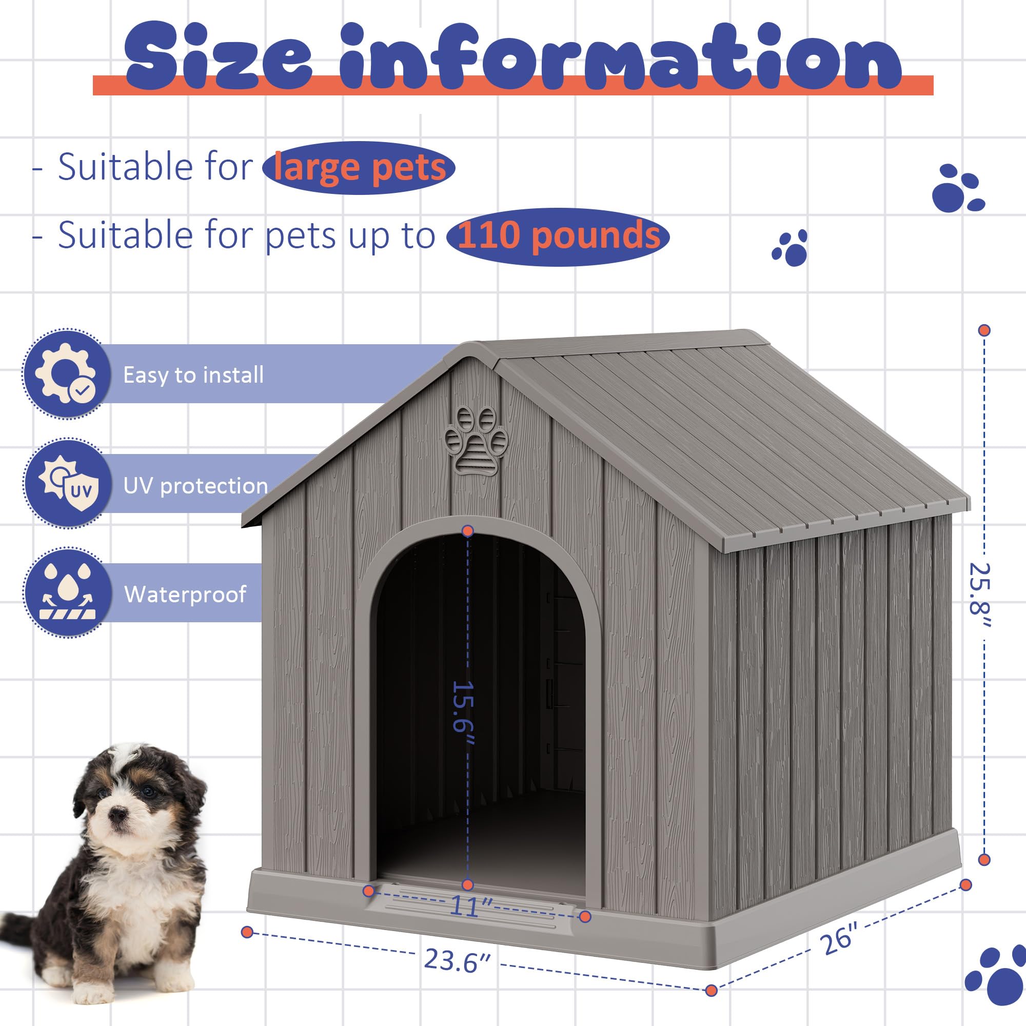 Bifanuo dog house indoor-outdoor use fits in homes and patios.