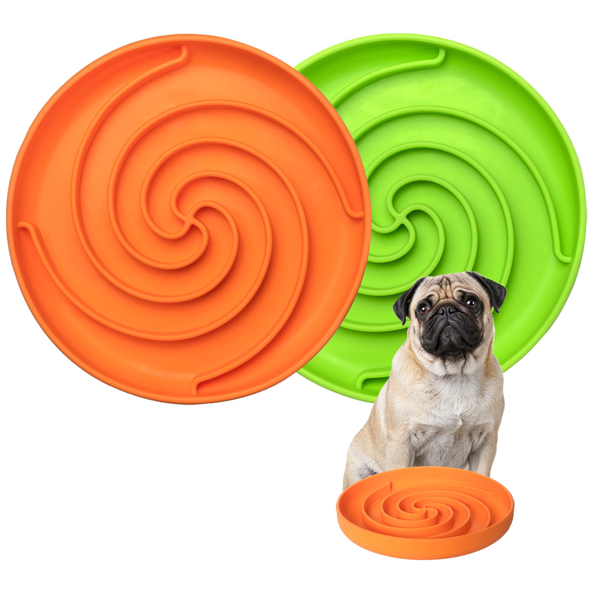 Bifeaw slow-feeder dog bowl in green with puzzle design for extended mealtimes.