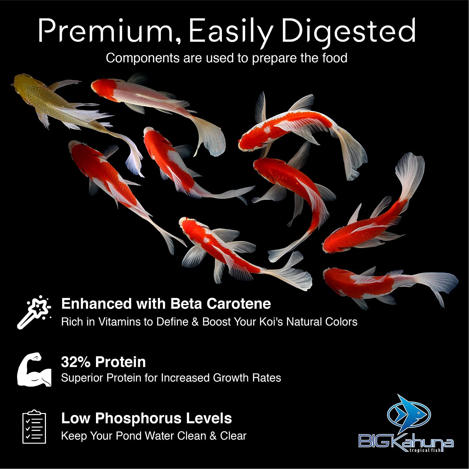 BIG Kahuna koi pellets promote a balanced diet for thriving ponds
