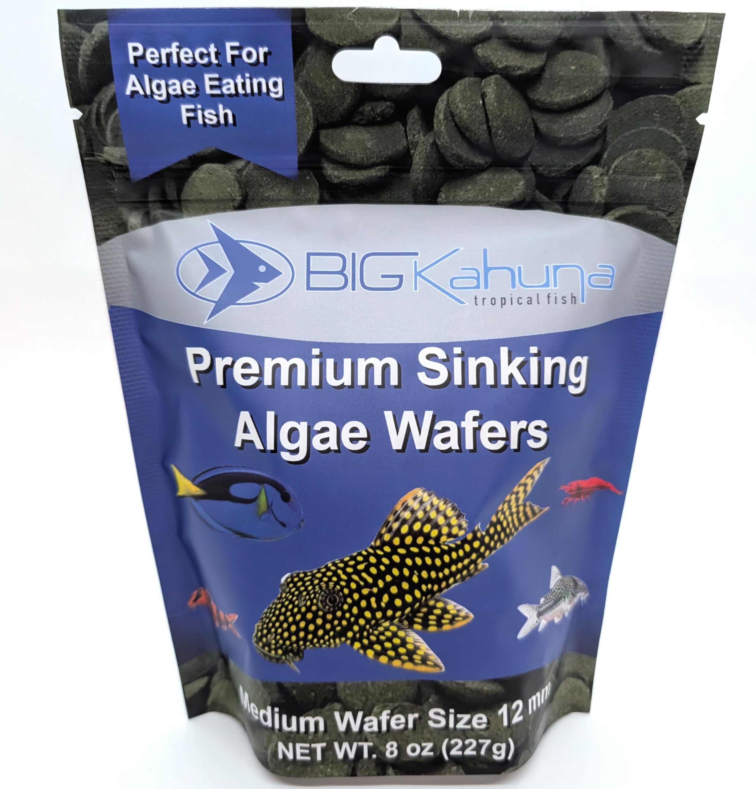 BIG KAHUNA TROPICAL FISH algae wafer packaging proving freshness and easy storage