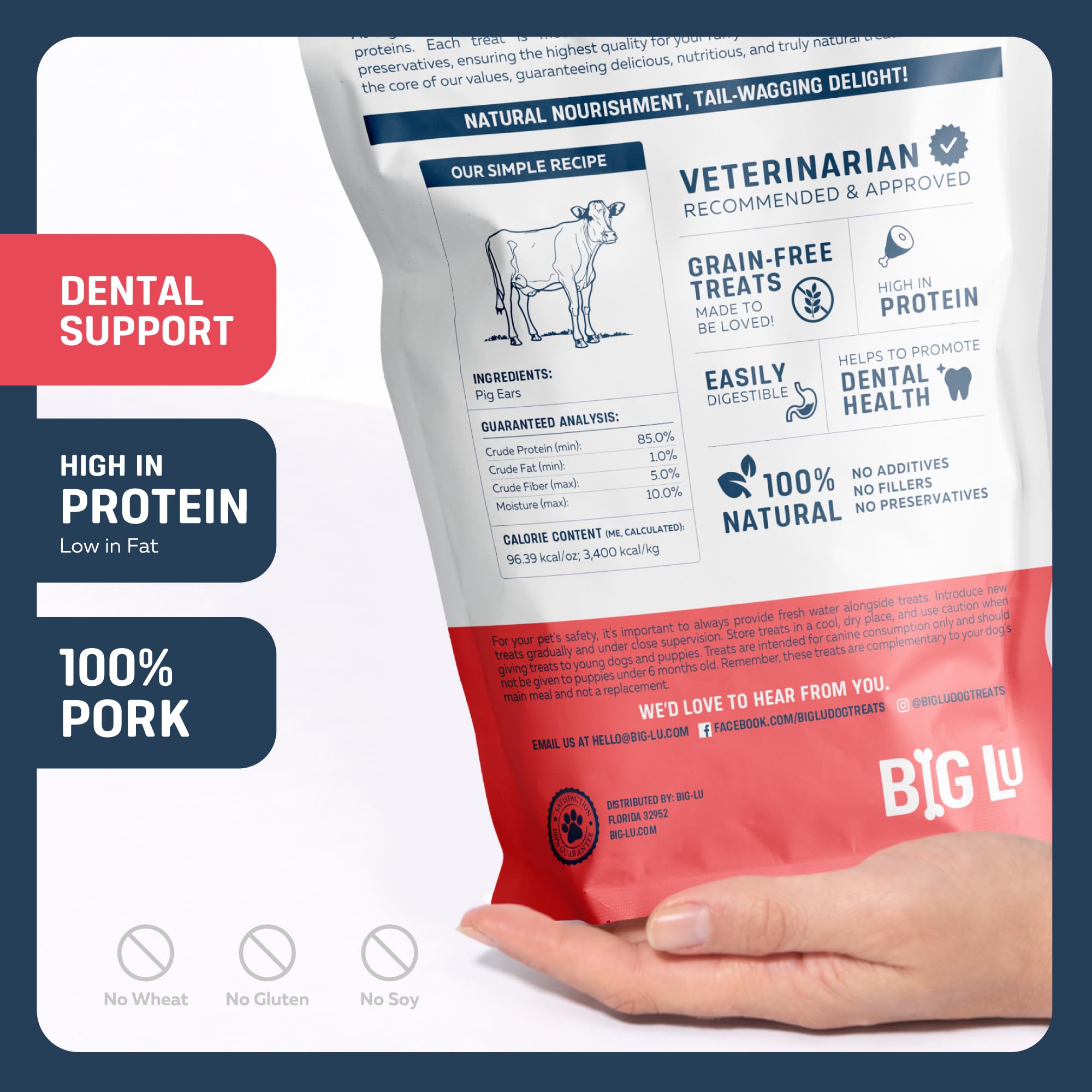 Big Lu Beef Gullet Stick made from grass-fed beef, no fillers.