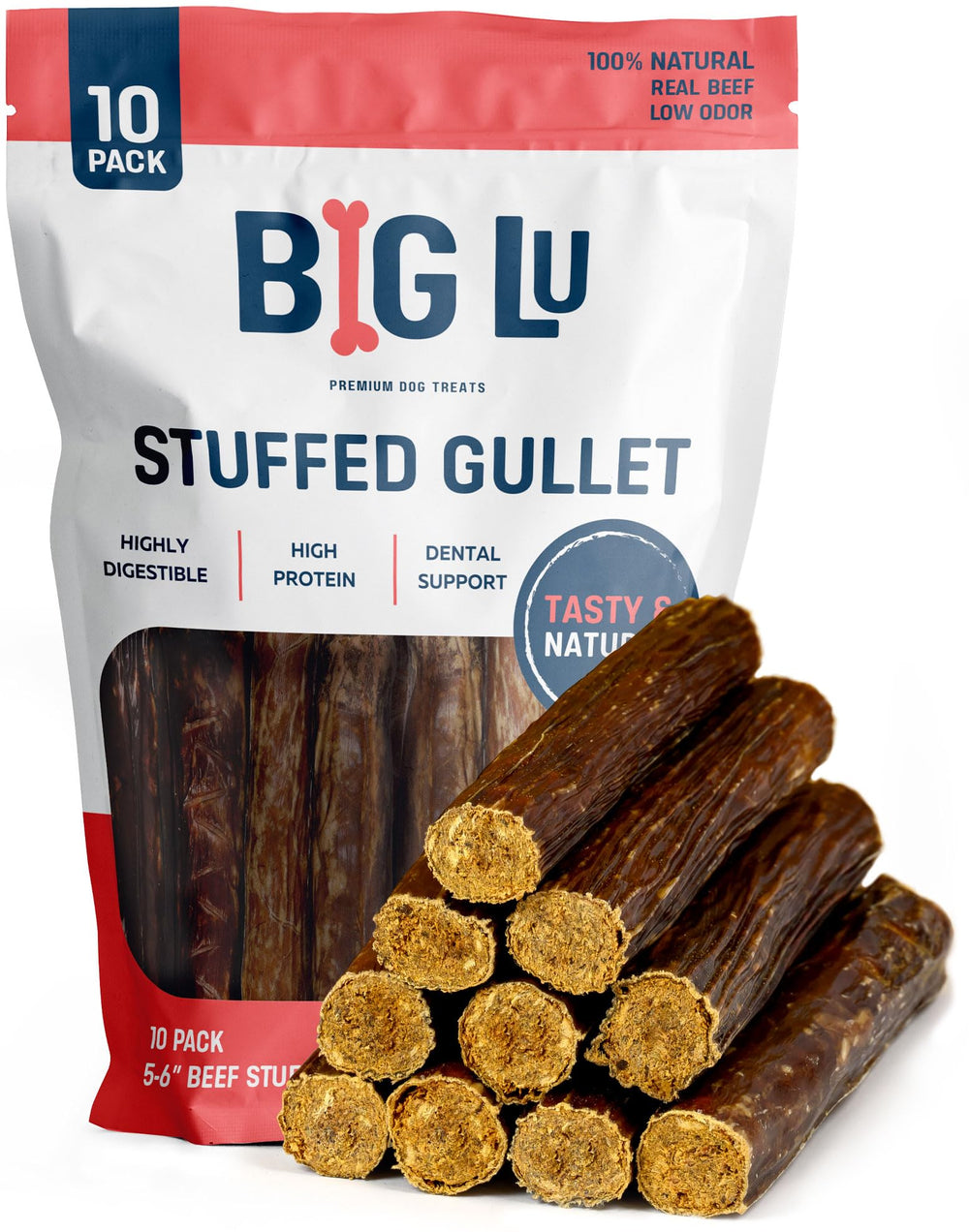 Big Lu Beef Gullet Stick with outer crunch for a satisfying, dental-friendly chew.