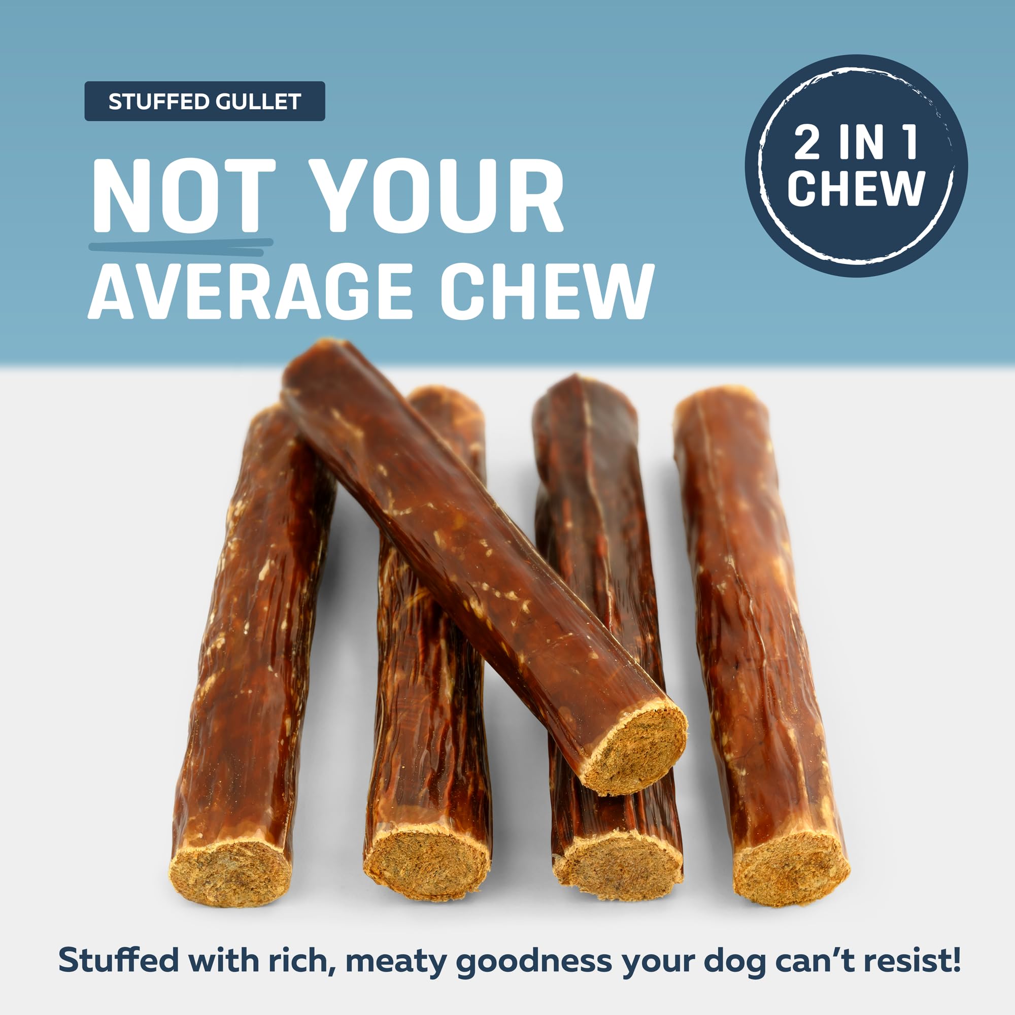 Big Lu beef gullet sticks outer crunch and inner chew texture for dogs