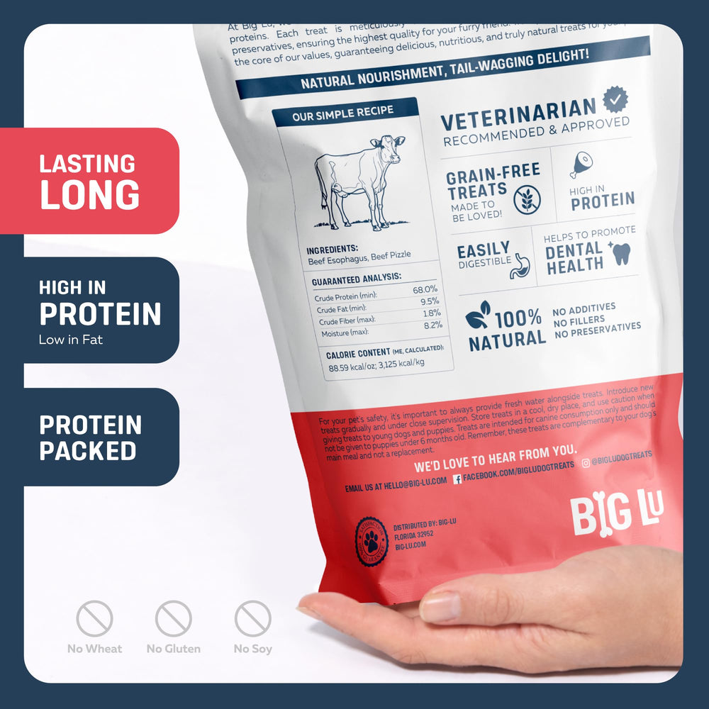 Big Lu serving image shows premium natural chews ready for daily treats