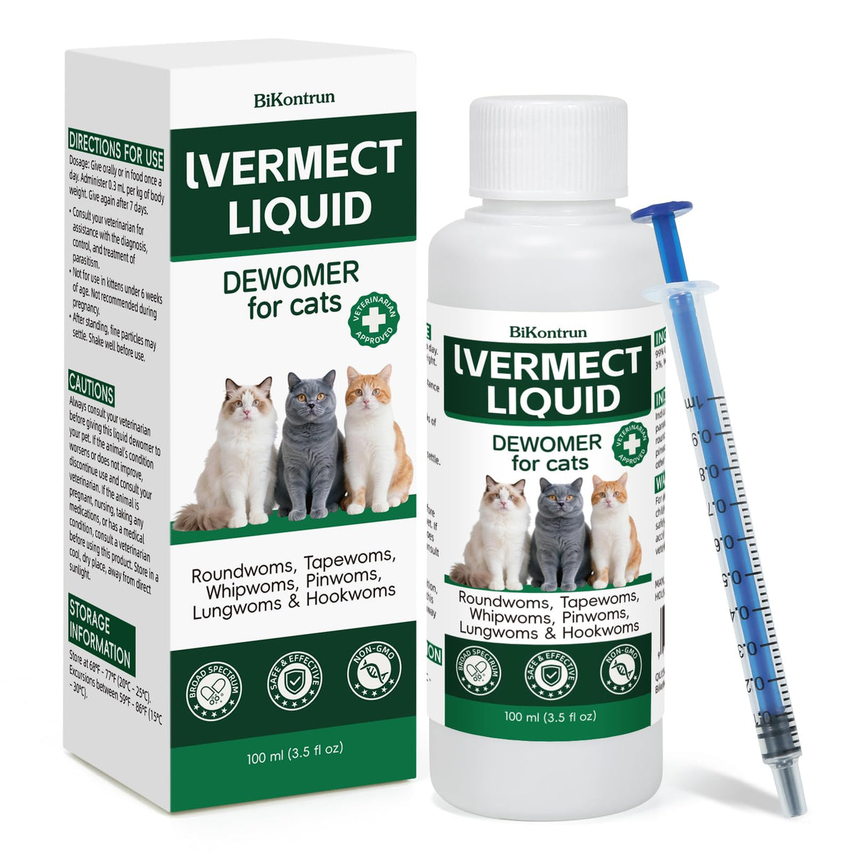 BiKontrun dewormer for cats bottle front supports digestive balance and daily use