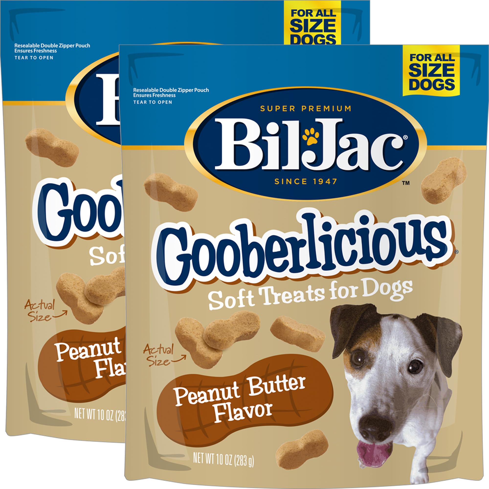 Bil-Jac Gooberlicious soft treats close-up with peanut butter and chicken liver ingredients ideal for training rewards.