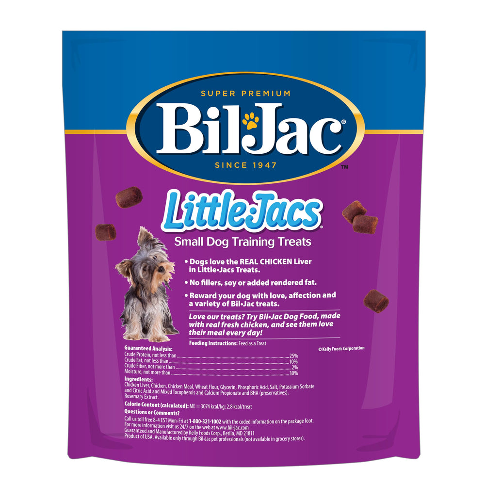 Bil-Jac Little Jacs resealable pouch preserves freshness for training sessions.