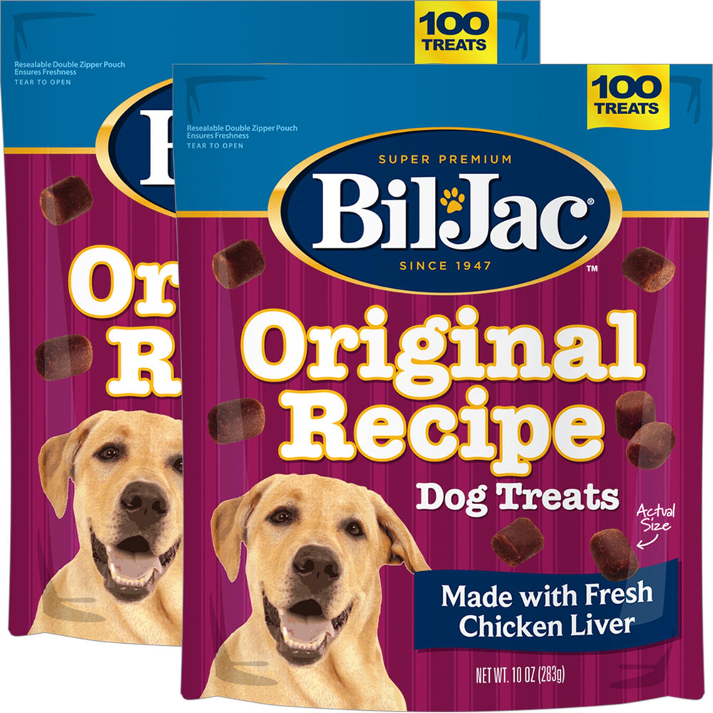 Bil-Jac Original Recipe treats bag closeup with reseal for freshness.