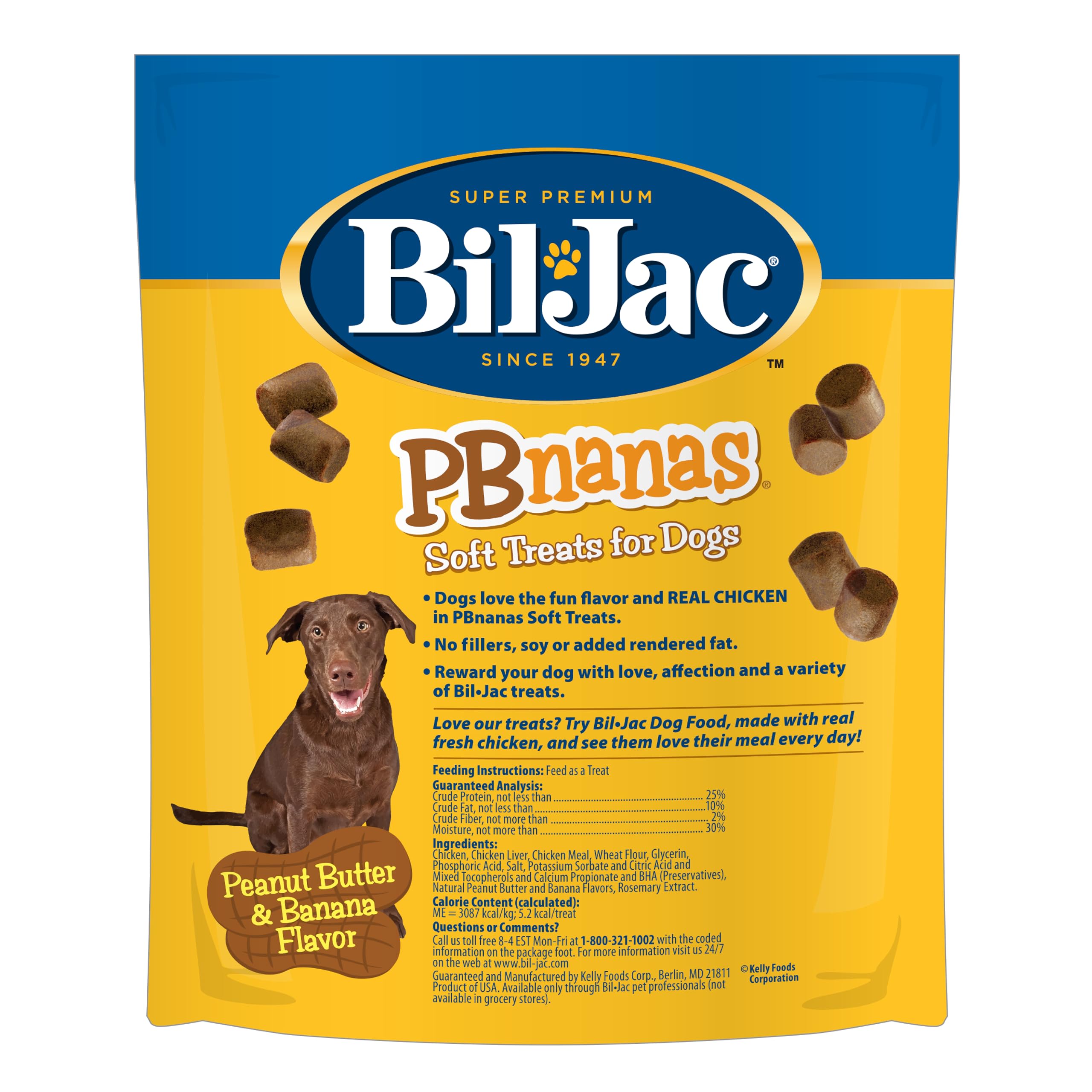 Bil-Jac PB-Nanas with real chicken liver flavor for dogs.