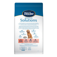 Bil-Jac Sensitive Solutions ingredients close-up showing real whitefish and chicken for gentle digestion.
