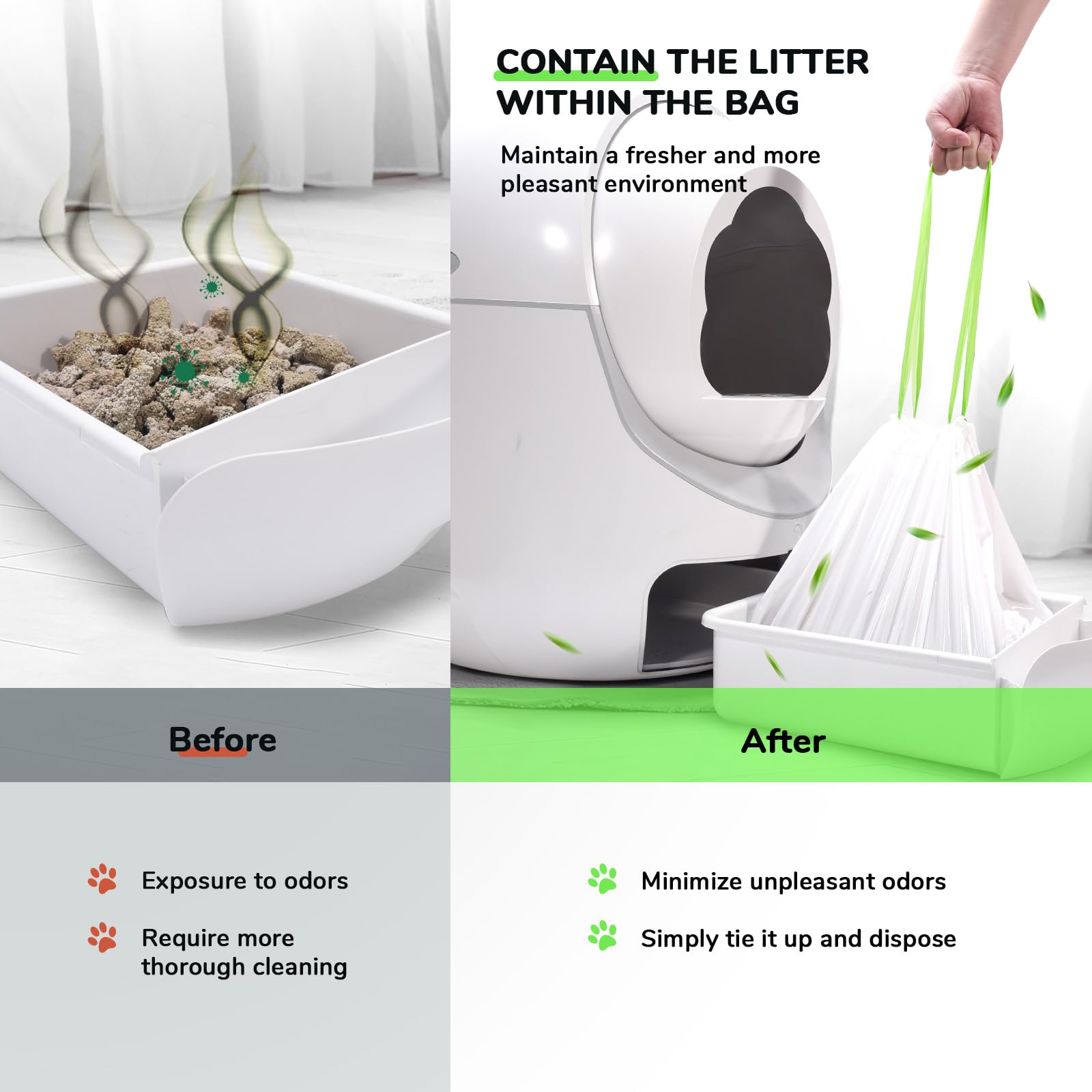 Bilibara heavy-duty LDPE bags resist tearing even with heavy litter.
