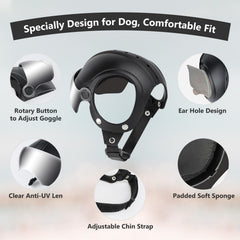 Billionchains dog helmet with adjustable straps for easy on-and-off and snug wear.