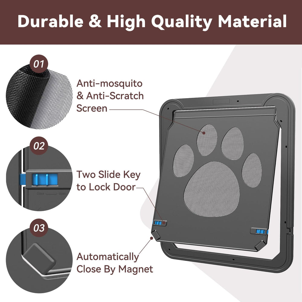 Billionchains door installation steps with screws for secure mounting on screen.