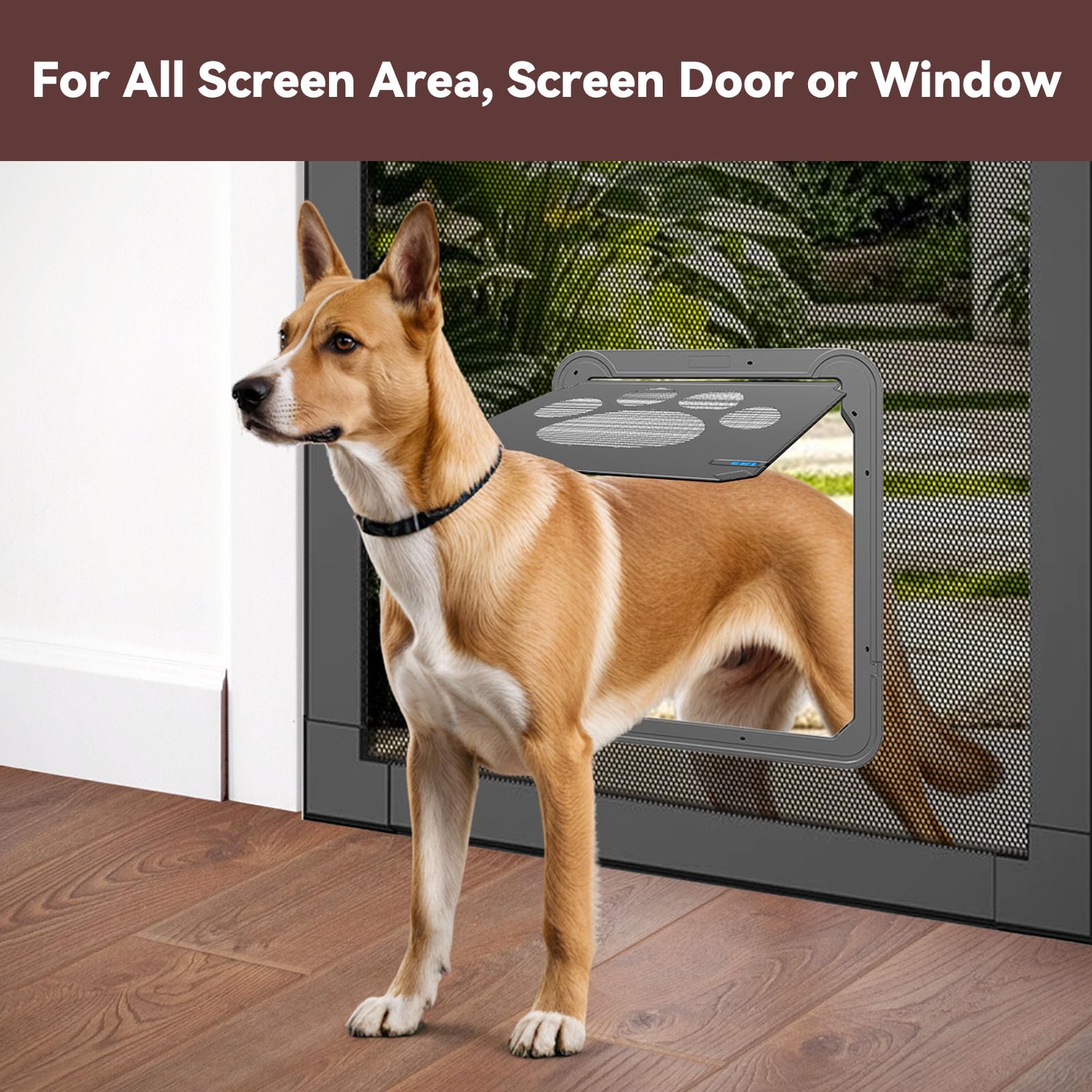 Billionchains dog screen door with inside/outside sliding locking options.