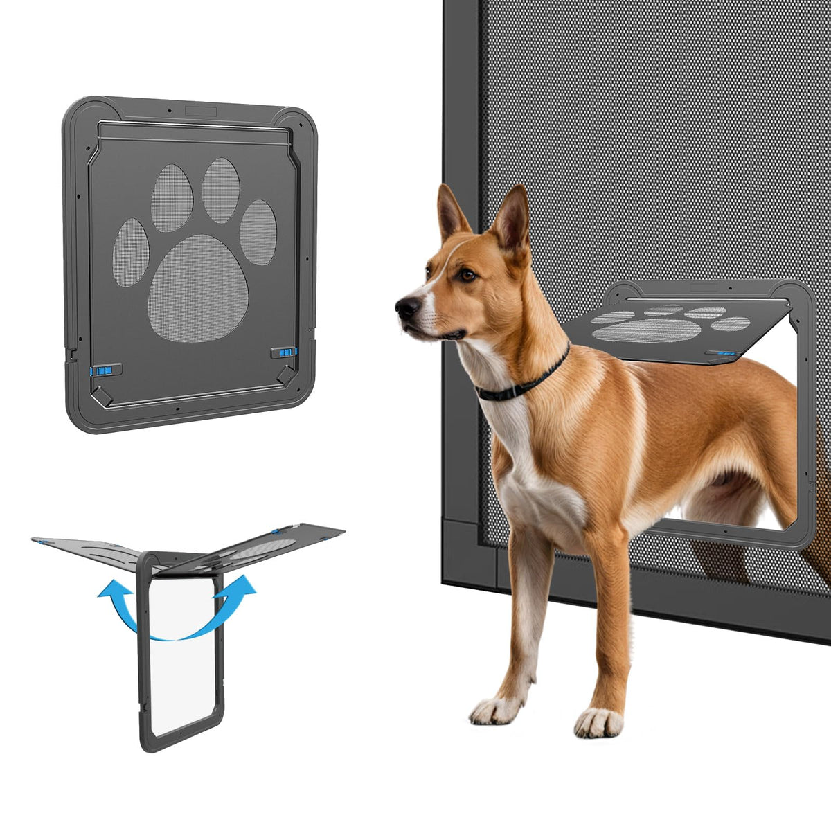 Billionchains dog screen door outer frame with magnetic closure for easy pet access.