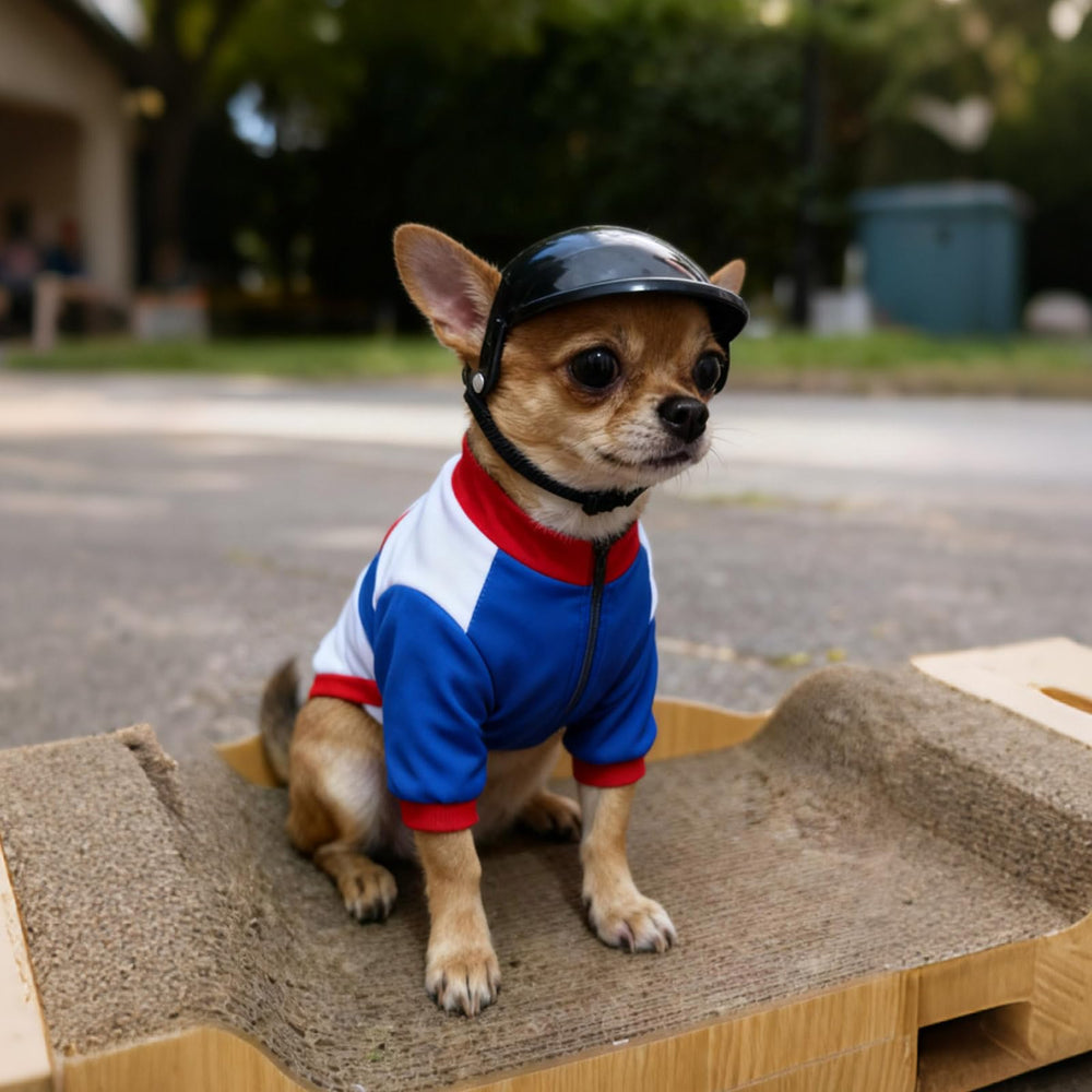 Billionchains extra small dog helmet — adjustable chin strap for secure fit.