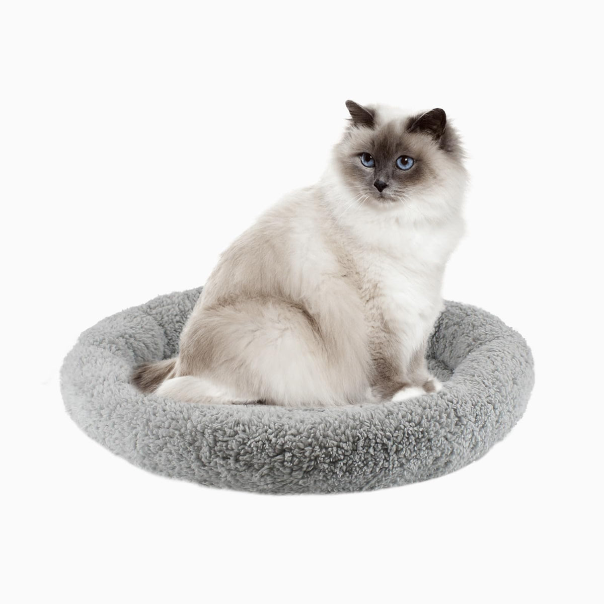 BillionChains round cat bed with non-slip bottom for safe indoor lounging.