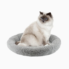 BillionChains round cat bed with non-slip bottom for safe indoor lounging.