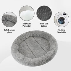 BillionChains round cat bed features soft plush polyester for cozy naps.