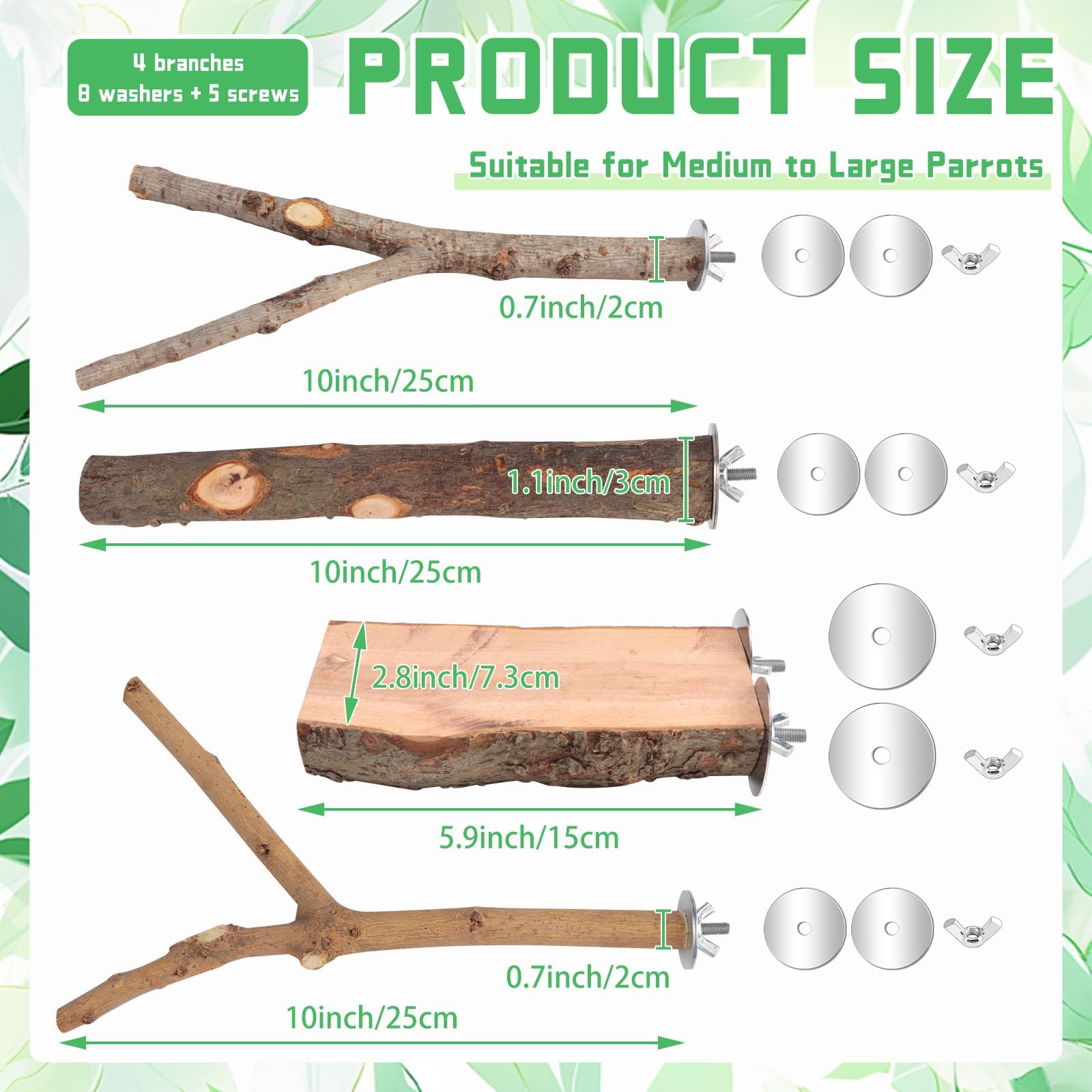 BILLIOTEAM thick main perch supports secure grip for large parrots