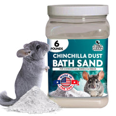 Billy Buckskin 6lb chinchilla dust bath jar for gentle coat cleansing.