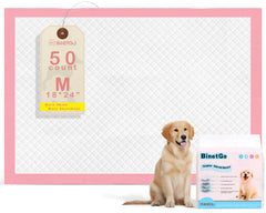 BinetGo pink disposable dog pee pads, 18x24, ready for indoor use