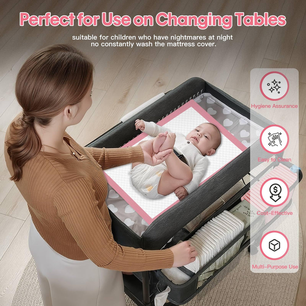 BinetGo pink pads with leak-proof backing protecting floors from spills