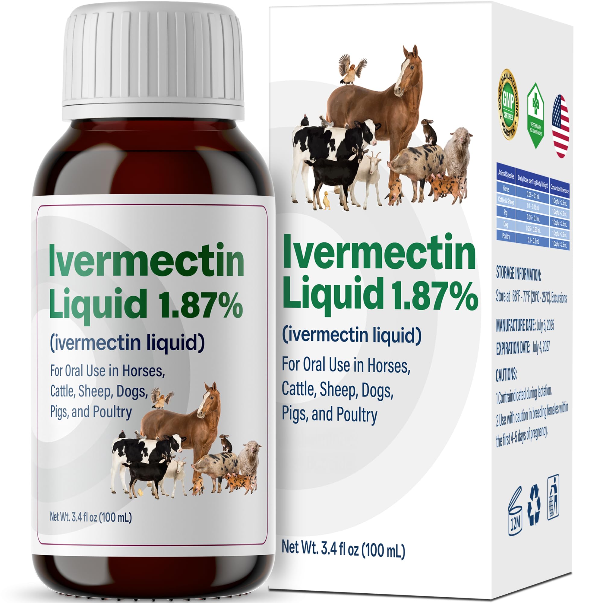 Bingbrofam dewormer bottle pour eases dosing for horses.