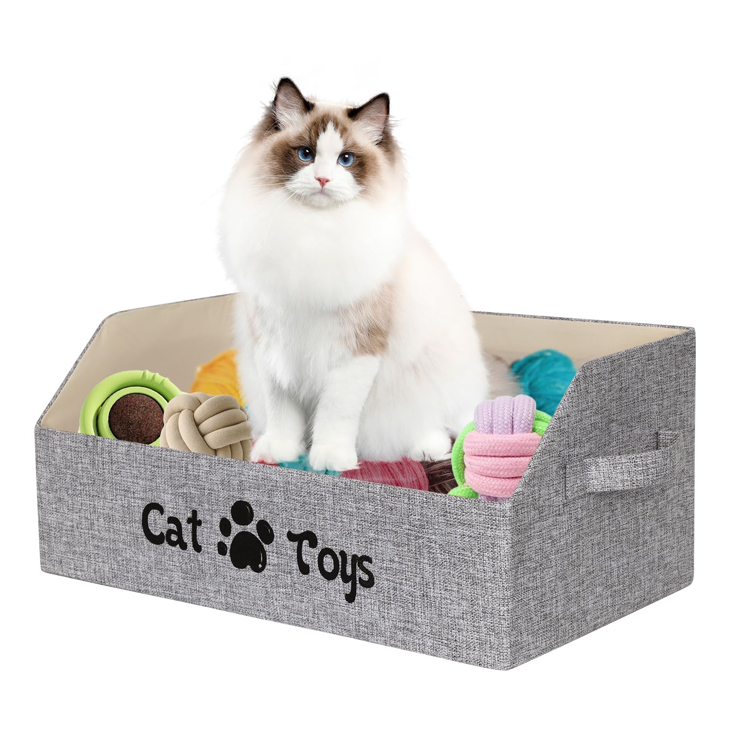BinWhiz 19.7in cat toy bin front view for easy access to toys and supplies