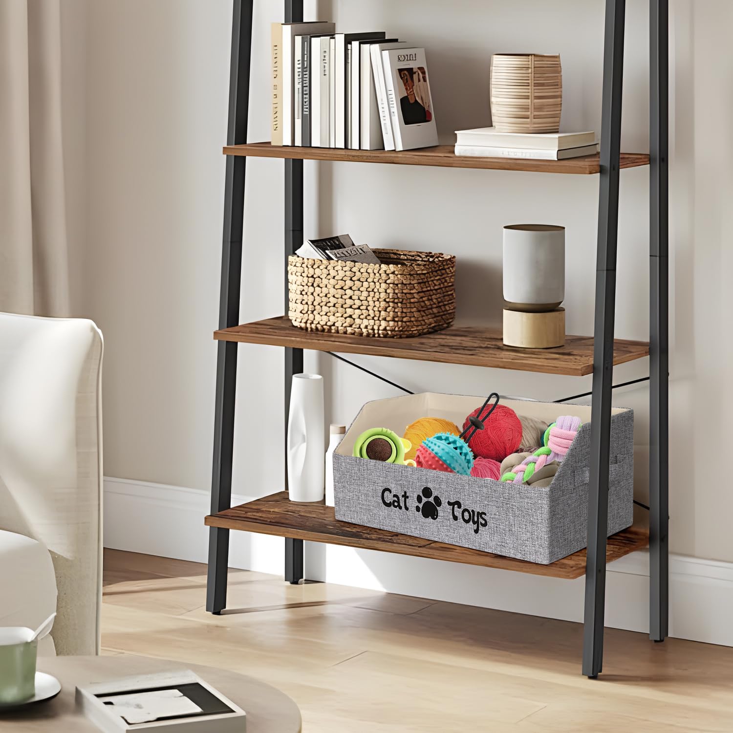 BinWhiz cat toy bin front pattern emphasizes cat theme design
