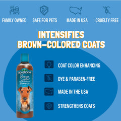 Bio-Groom Bronze Lustre lather-foam highlighting rich cleansing and coat fullness.