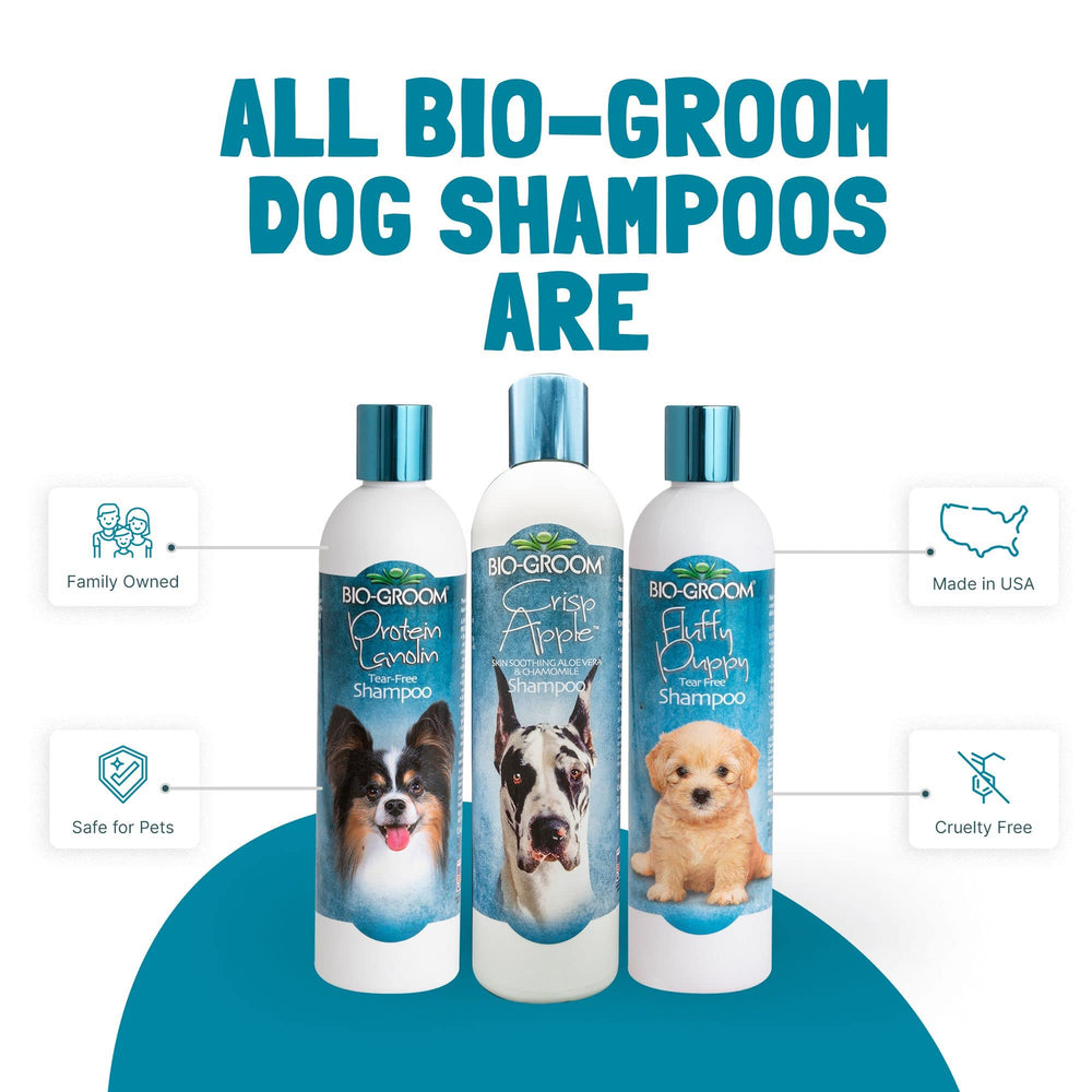 Bio-Groom Crisp Apple Dog Shampoo ingredients Aloe Vera close-up shows soothing botanicals.
