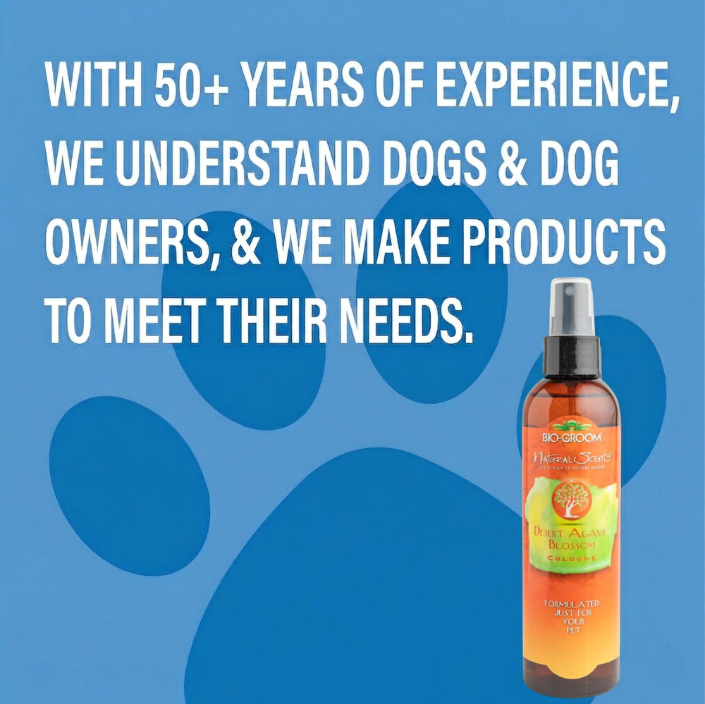 Bio-Groom Desert Agave Blossom on dog coat for pleasant scent.