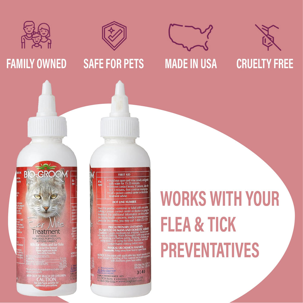 Bio-Groom Ear Cleaner dropper ready for easy application during ear hygiene routines.
